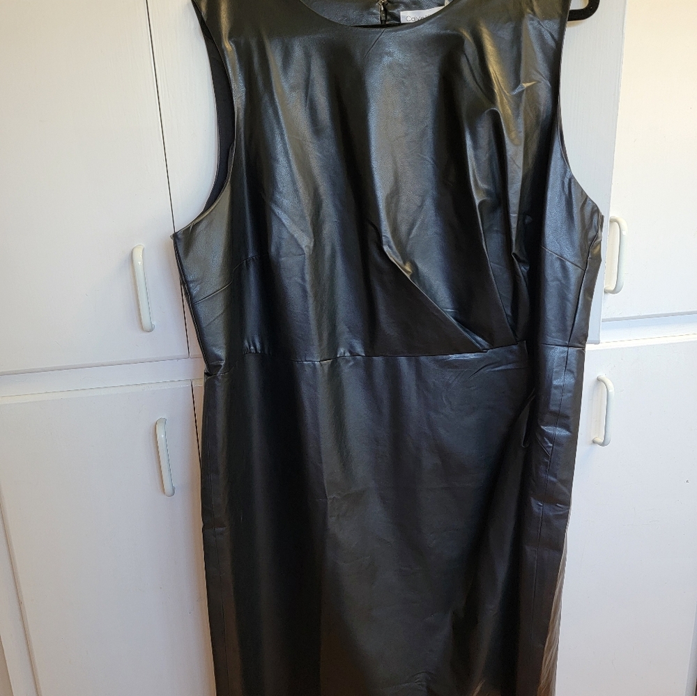 Calvin Klein Black Faux Leather Dress